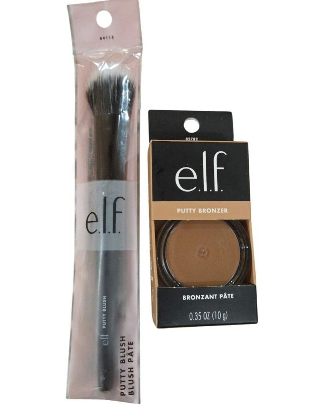 e.l.f. Putty Bronzer & Putty Blush Brush Set Cream-To-Powder Bronzer Tan Lines S
